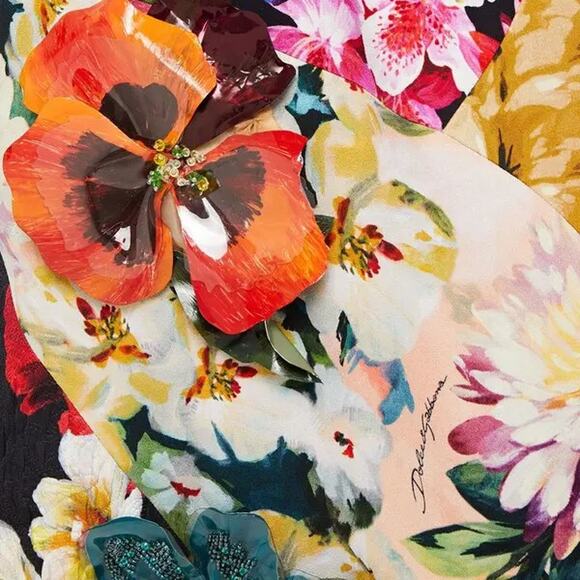 DOLCE & GABBANA $5400 floral-print crepe de chine mini skirt Flowers 40 - Picture 3 of 7